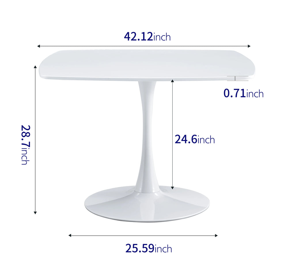 White Mid-century Round MDF Pedestal Dining Table T586364