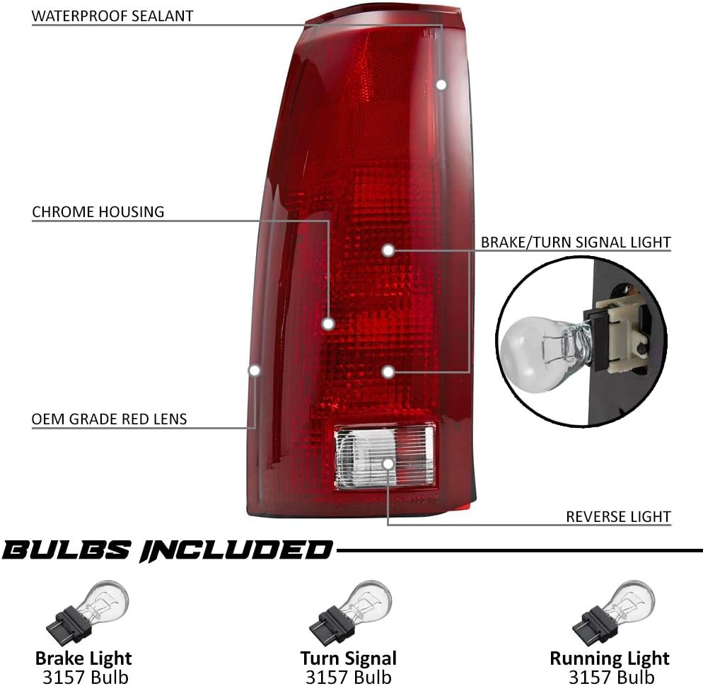 Replacement Rear Brake Tail Lights with Bulb Sockets & Connector Plates - Pair E640601