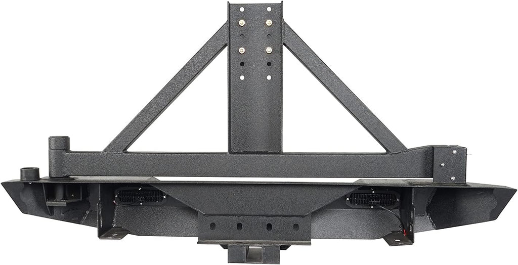 Solid Steel Rear Bumper with Spare Tire Carrier & LED Floodlights W92421
