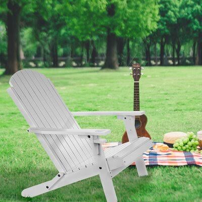 White Solid Wood Folding Adirondack Chair C881024