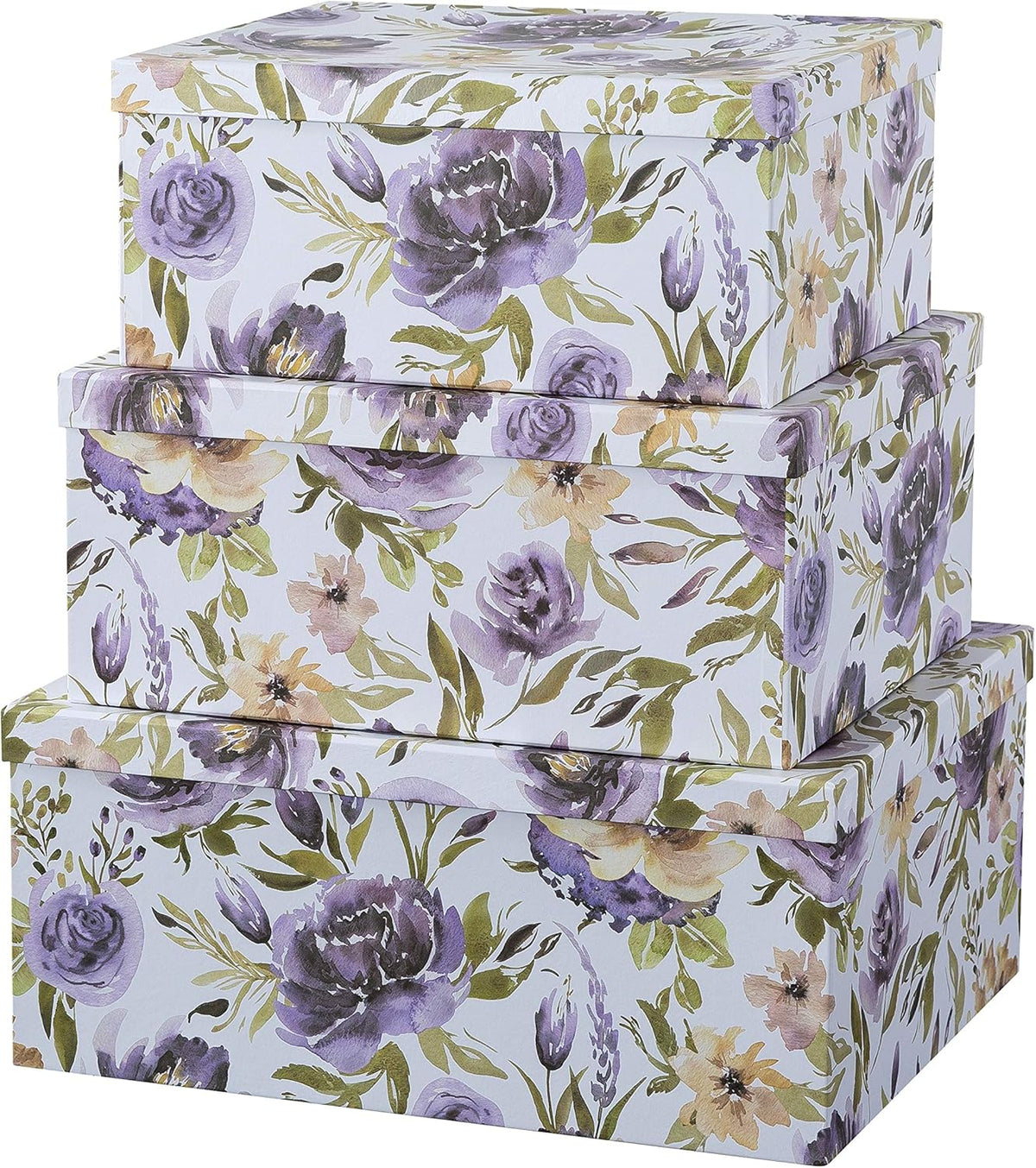 Decorative Storage Cardboard Boxes with Lids, Set of 3 K3063