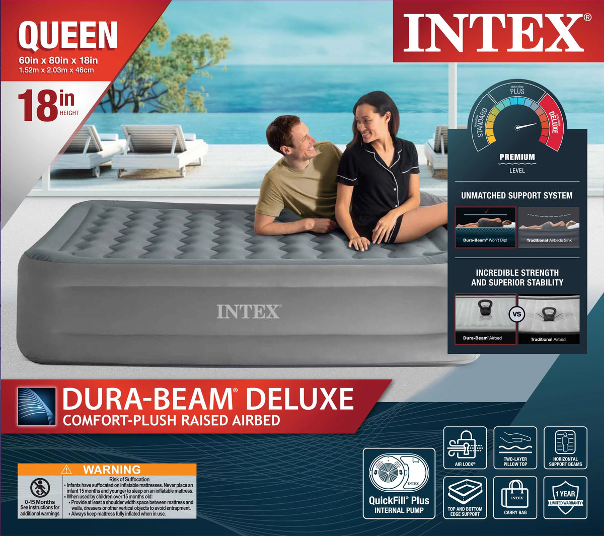 Twin Air Mattress with Built-in Pump J1290