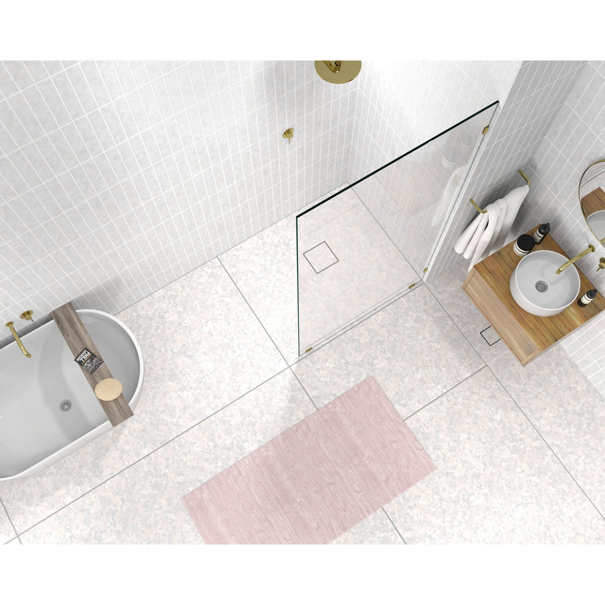 Frameless Fixed Shower Door in Gold Z370602