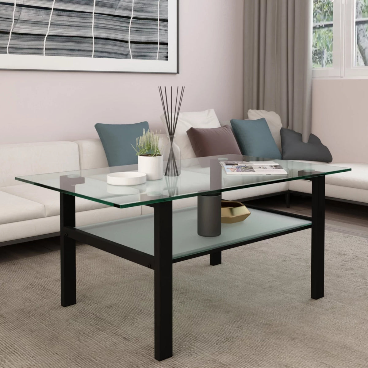 39.37" Glass Coffee Table P734933