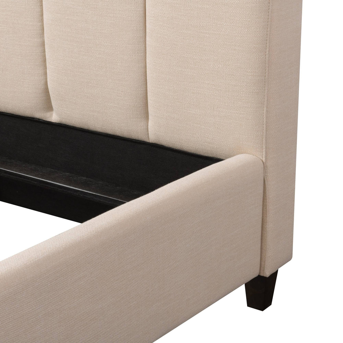 Cream Fabric Channel-Tufted Bed Frame Queen X30212