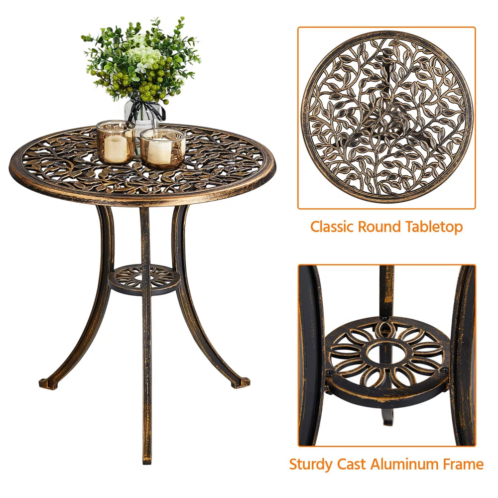 3-Piece Cast Aluminum Patio Bistro Table Set U9985