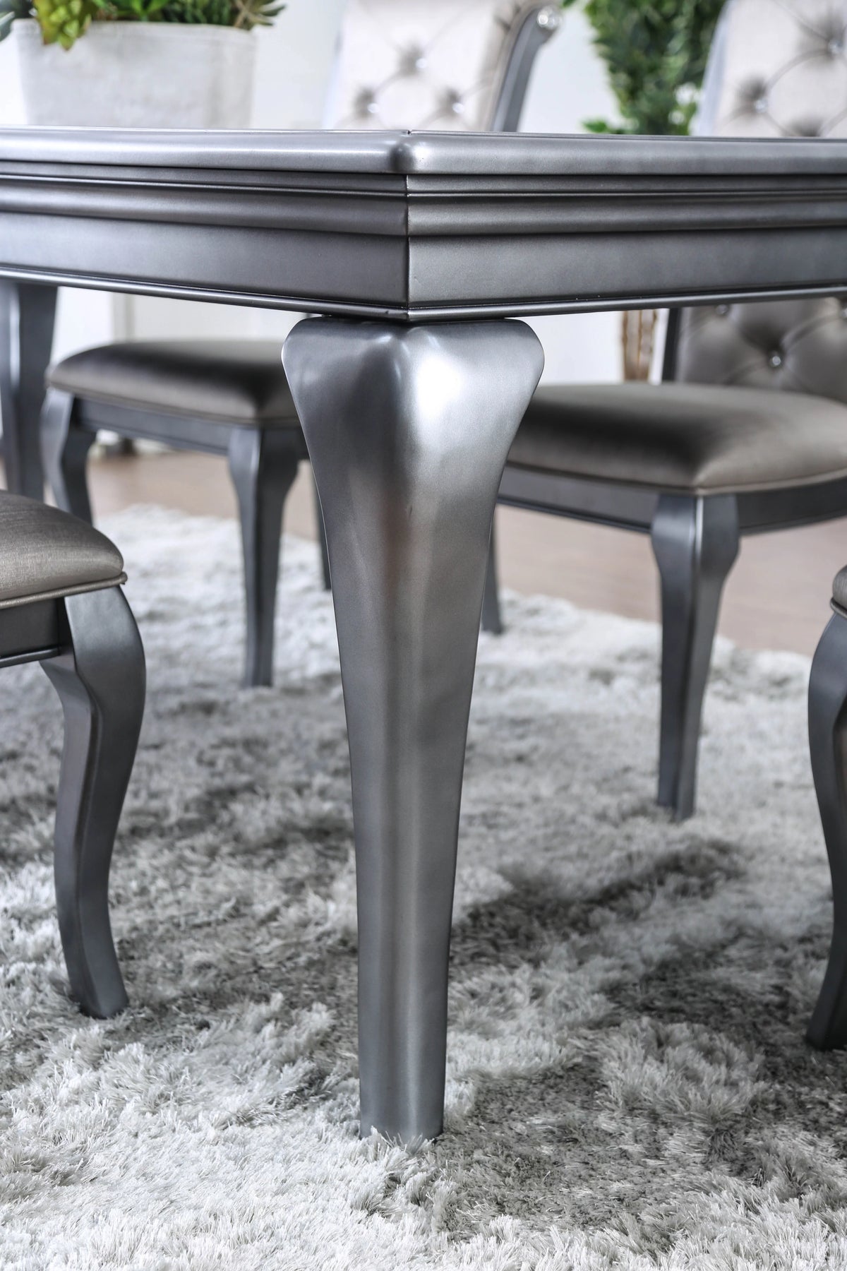 Silver Glass Table with Leaf K518619