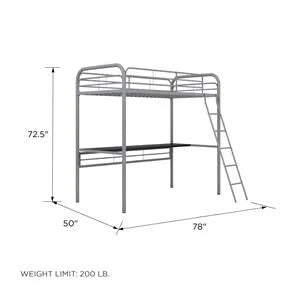 Twin Size Metal Loft Bed with Desk W233724