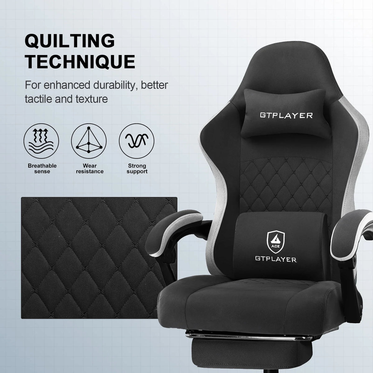 Lightblue Ergonomic Gaming Chair with Footrest E9481