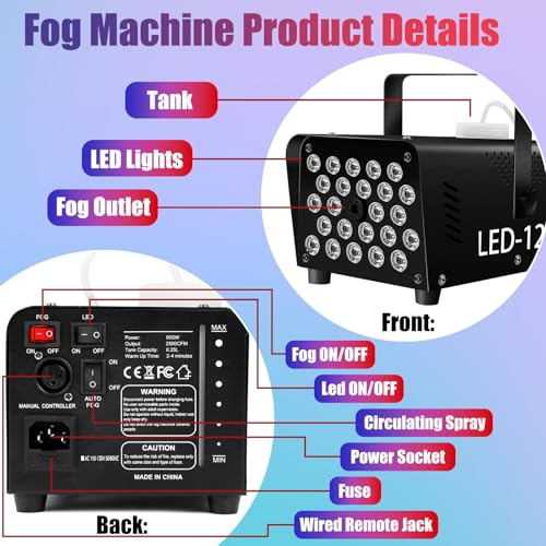 1200W Fog Machine with LED Lights and Remote Controls K682