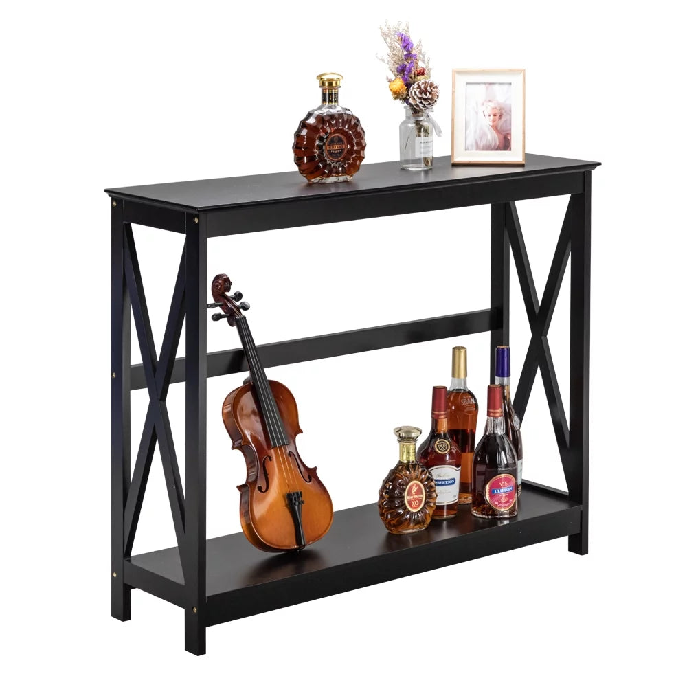 Black 2 Tier Console Table C3821