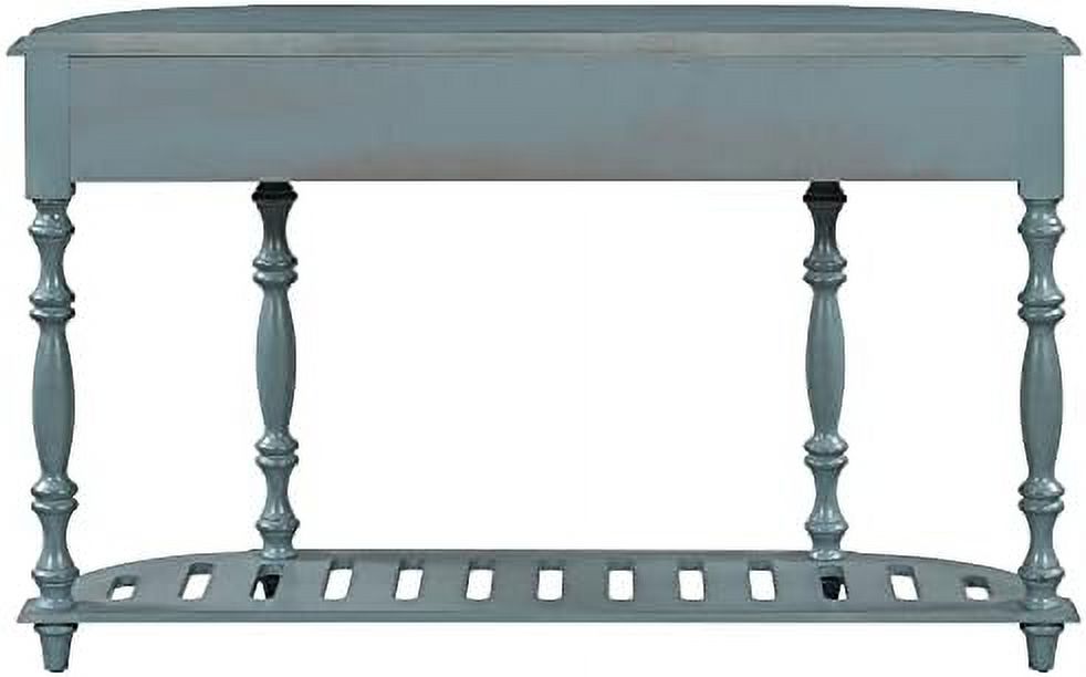 Curved Console Table with 4 Drawers Solid Wood Frame Black U9151