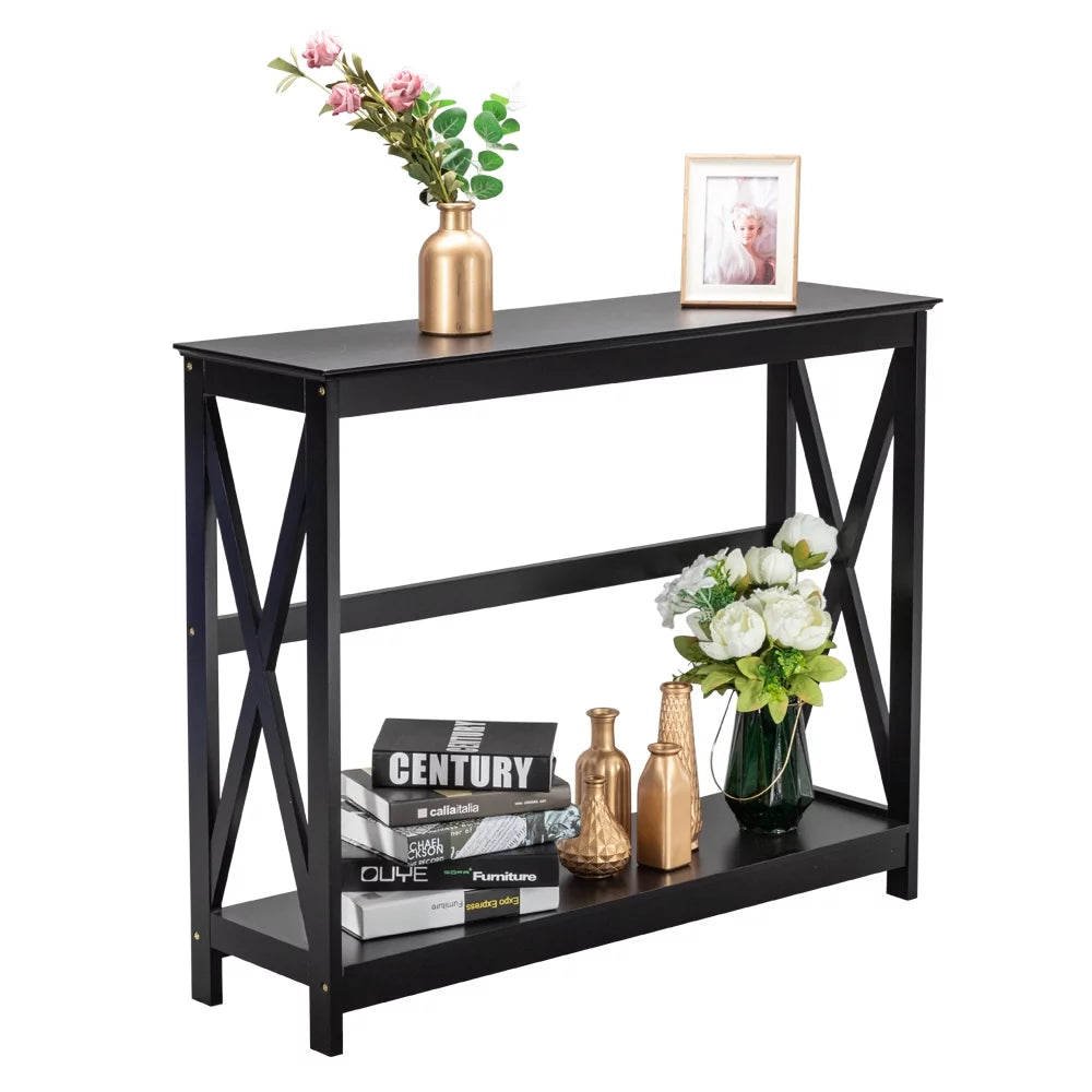 Black 2 Tier Console Table C3821