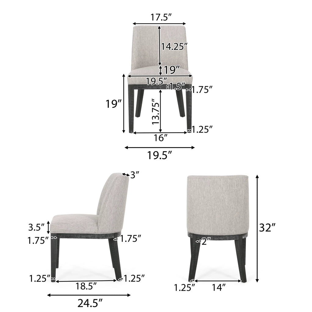 Fabric Upholstered Wood Dining Chairs, Set of 2 Y6647