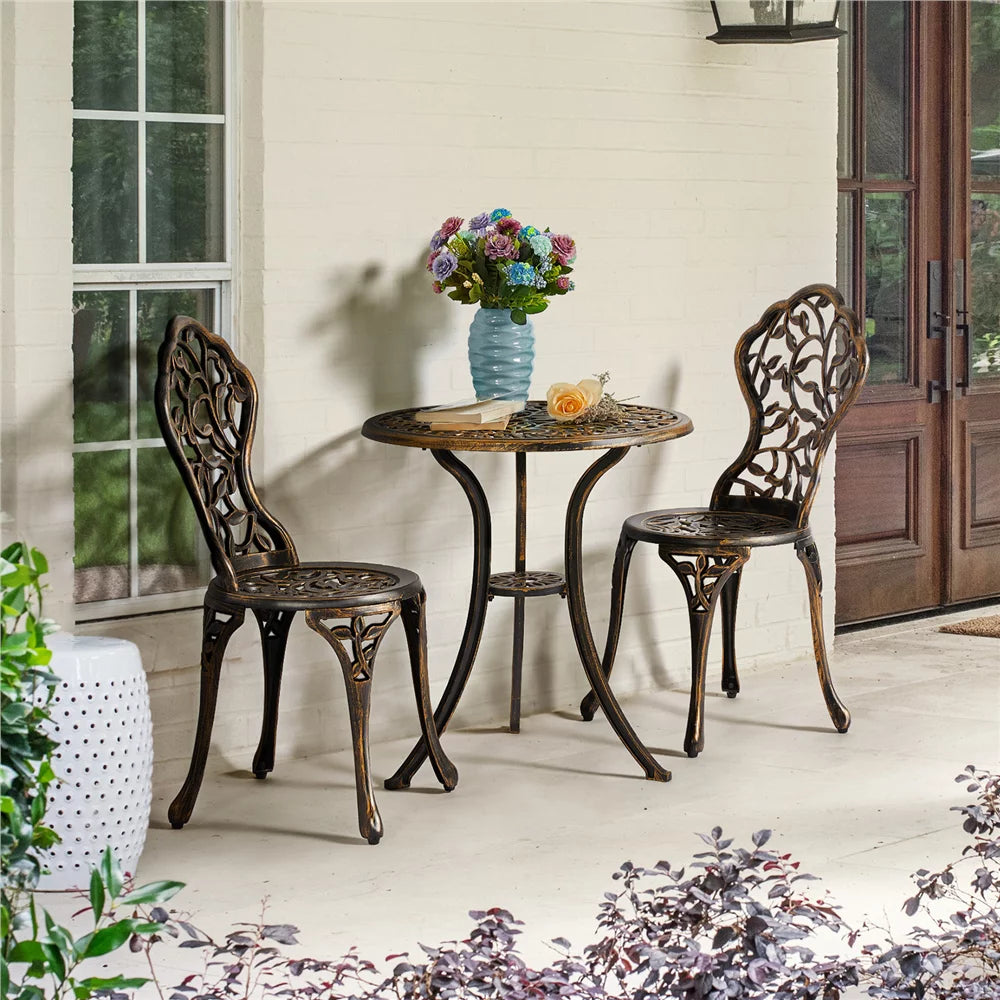 3-Piece Cast Aluminum Patio Bistro Table Set U9985