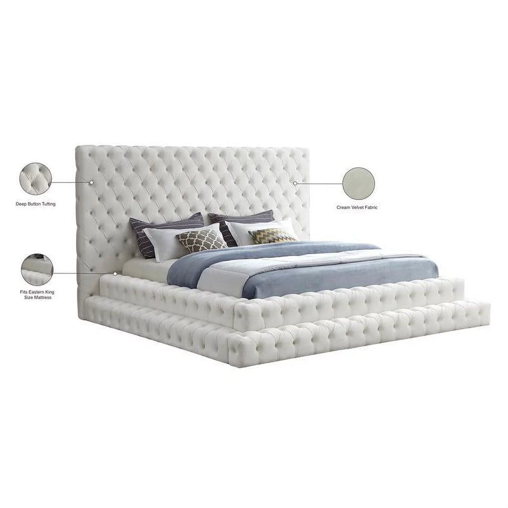 Cream Velvet King Bed N545672