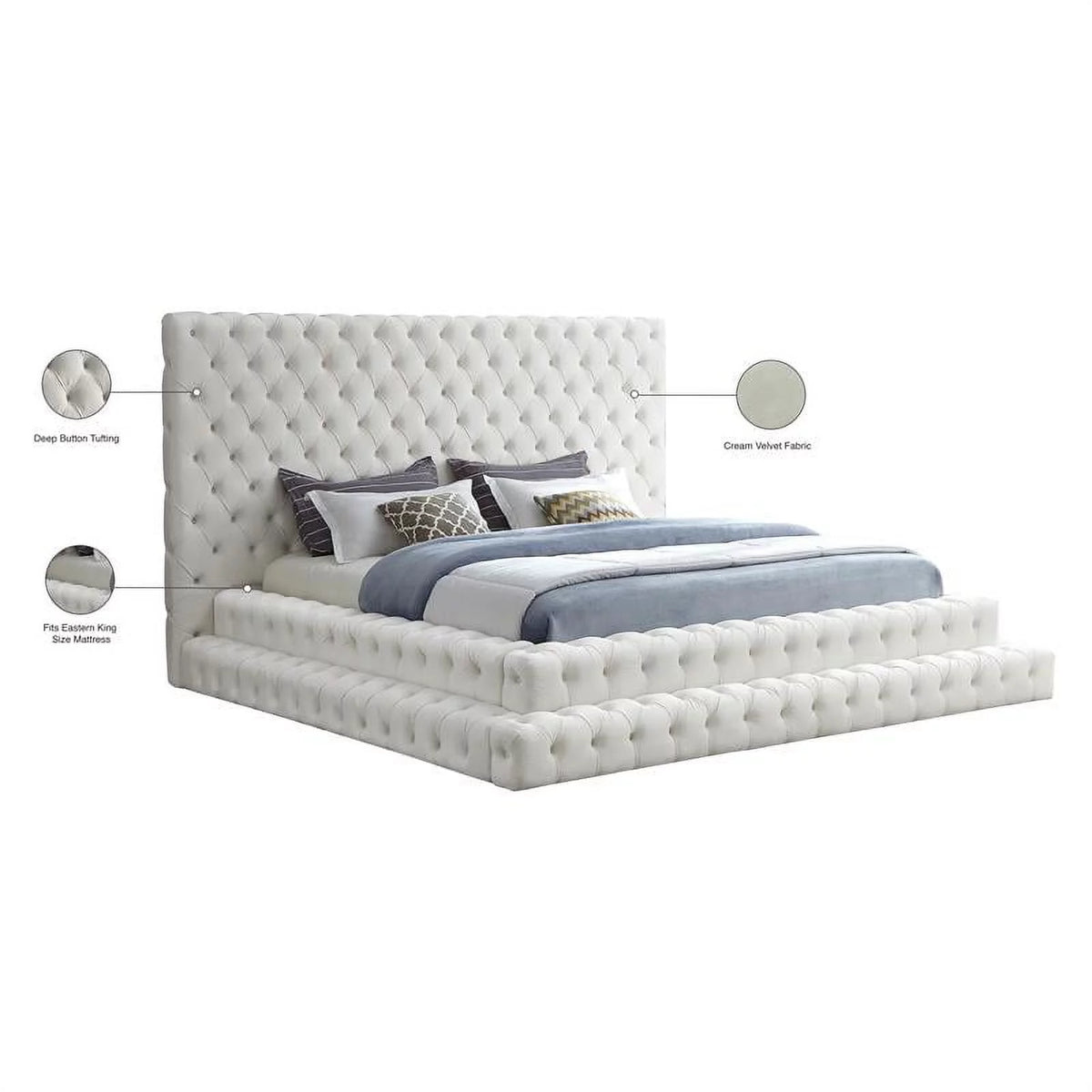 Cream Velvet King Bed N545672