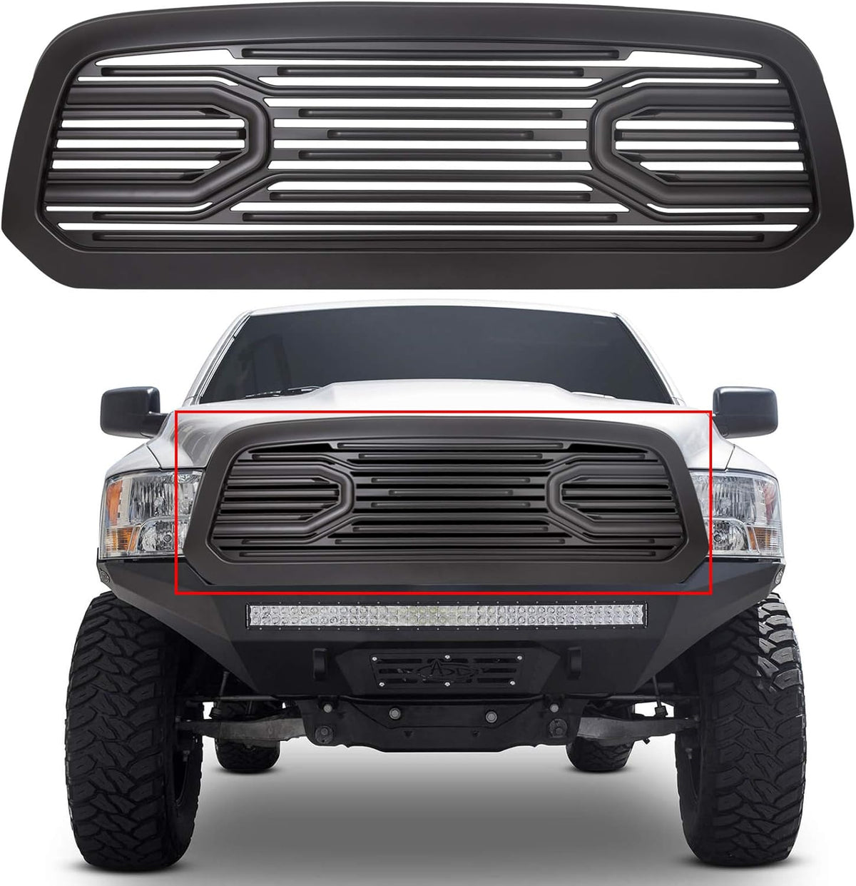 Chrome Front Grille Grill Replacement Shell for RAM 1500 Z4505