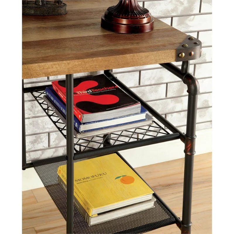 Metal Writing Desk with Casters in Antique Black A337