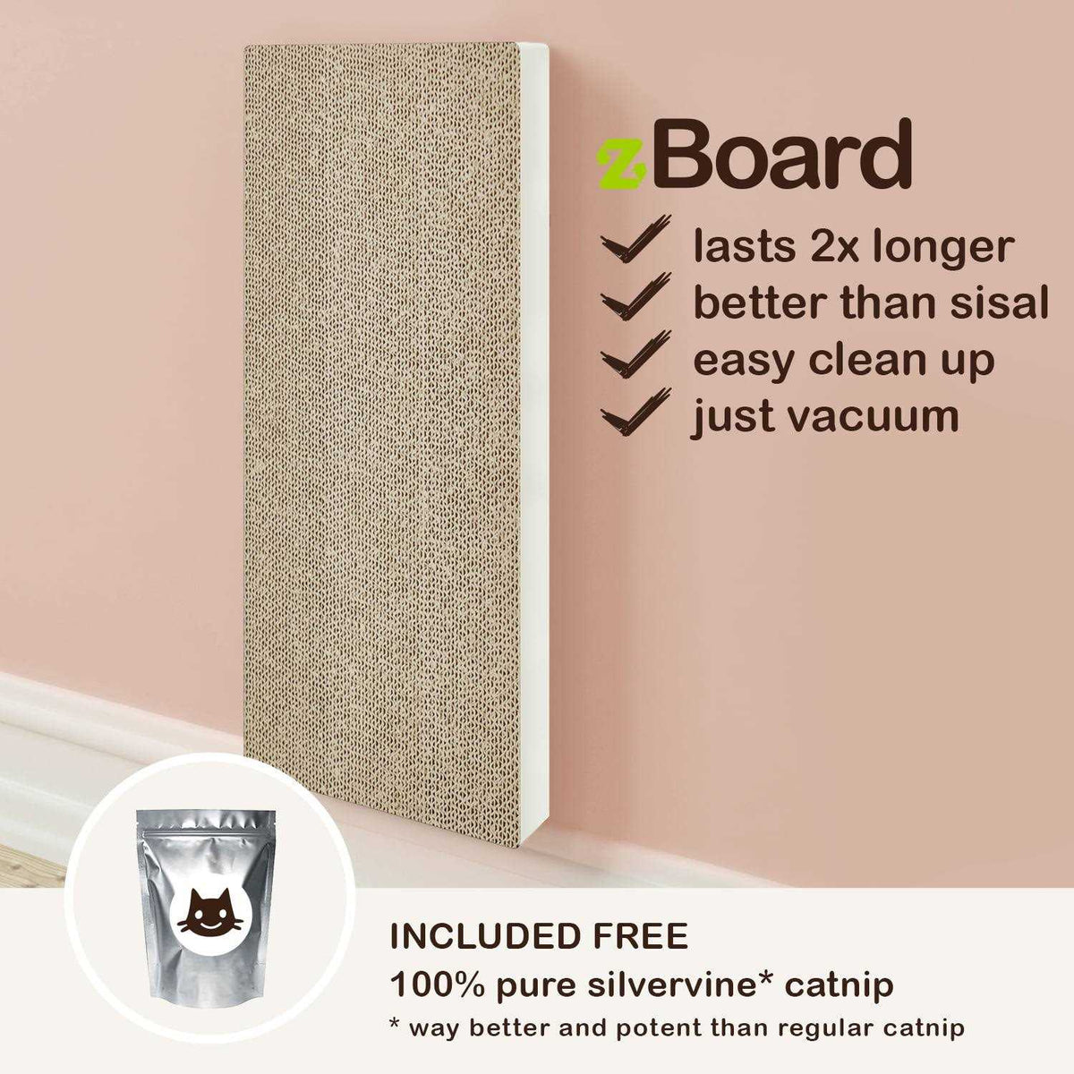 Wall Mount Cat Scratcher with Silvervine Catnip G751
