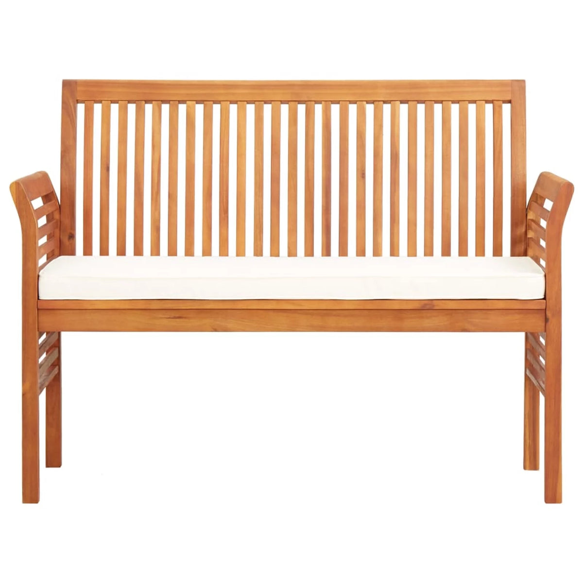2-Seater Acacia Wood Garden Bench with Seat Cushion G809