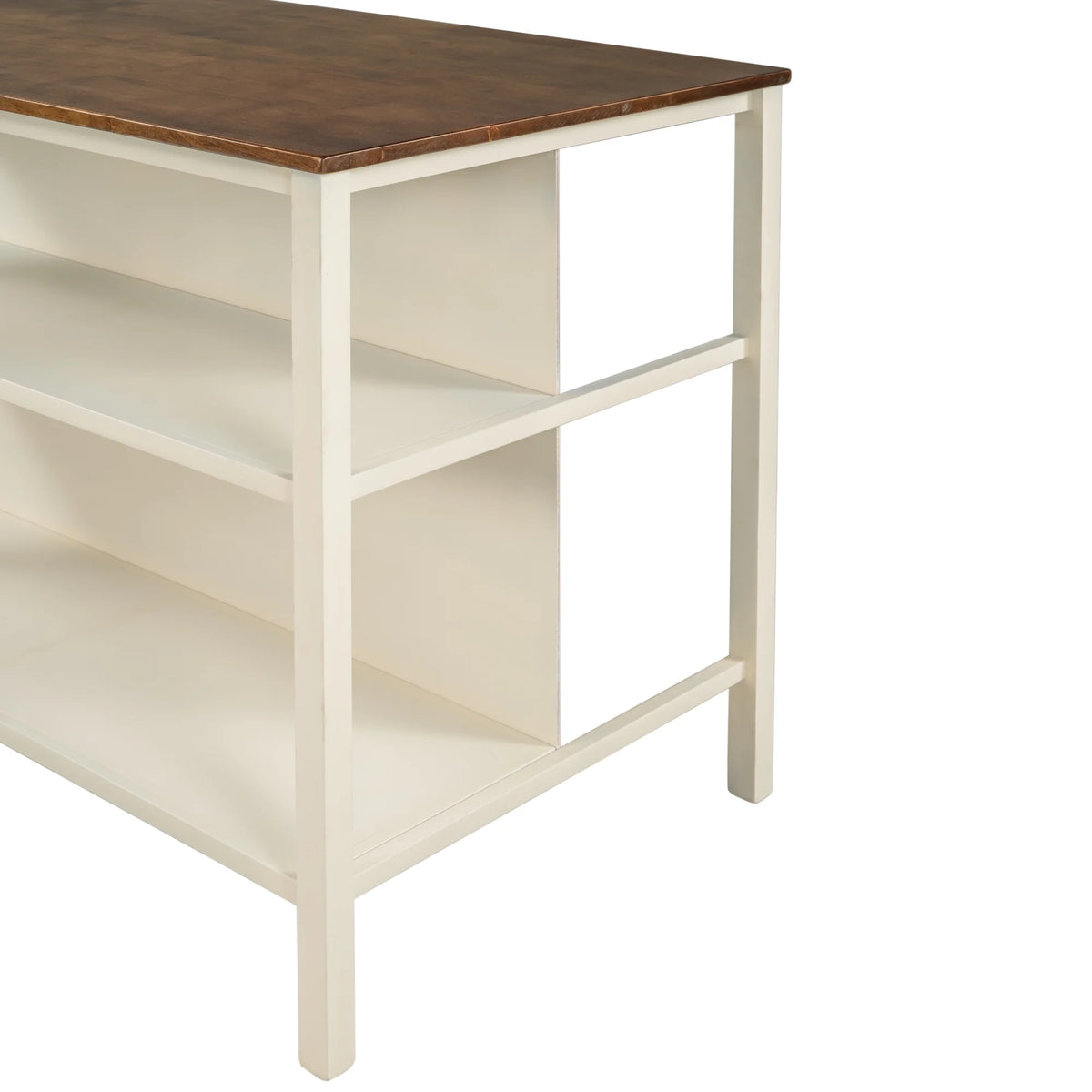 Solid Wood Kitchen Island with 2 Open Shelves H1698