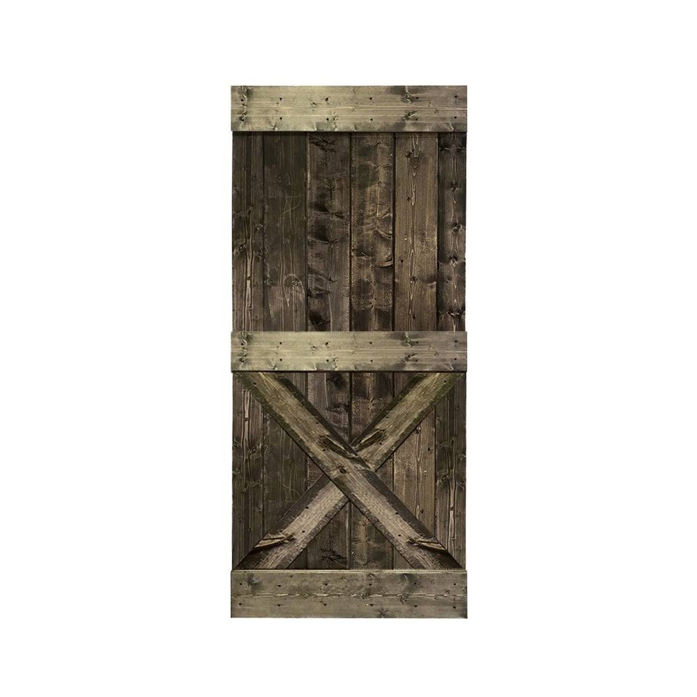 Charcoal Black Stained Solid Knotty Pine Wood Interior Sliding Barn Door Slab Z3292
