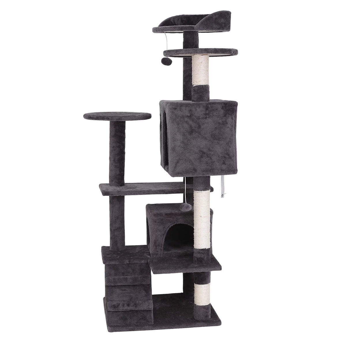 55-in Dark Gray Cat Tree & Scratching Post Tower Q492969
