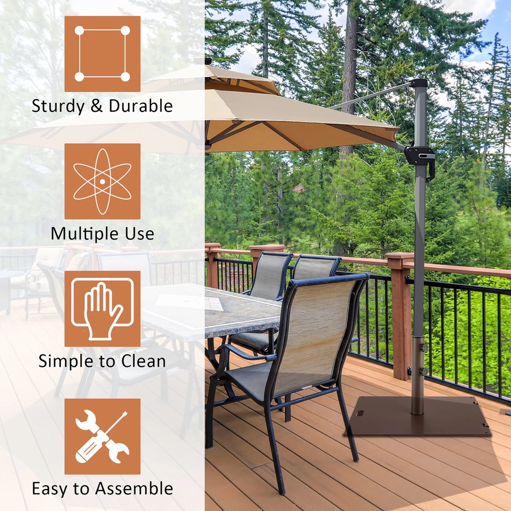 50LBS Patio Square Umbrella Base Stand with Wheels T603