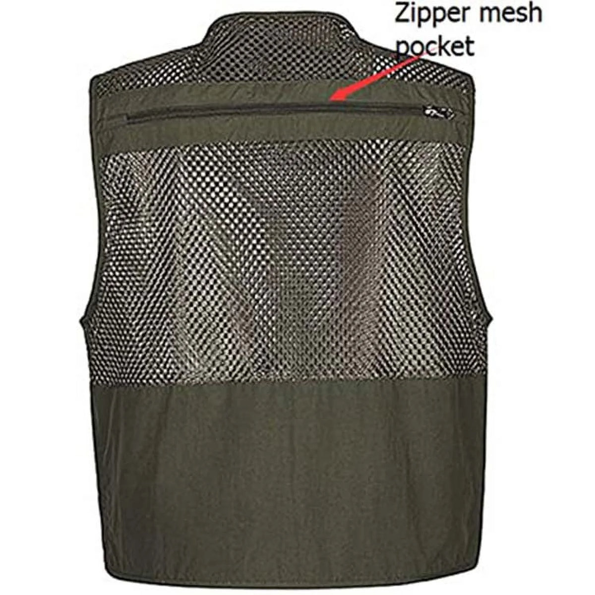 Beige XL Mesh 16 Pockets Fishing Hiking Vest T410