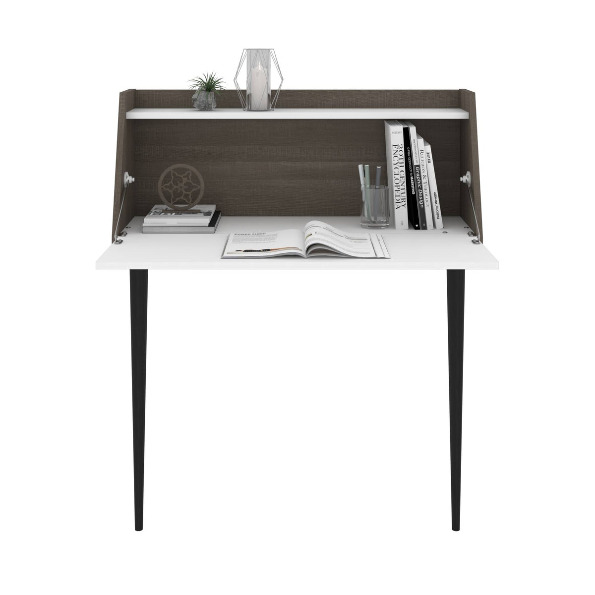 Secretary Desk in White and Bark Grey H781