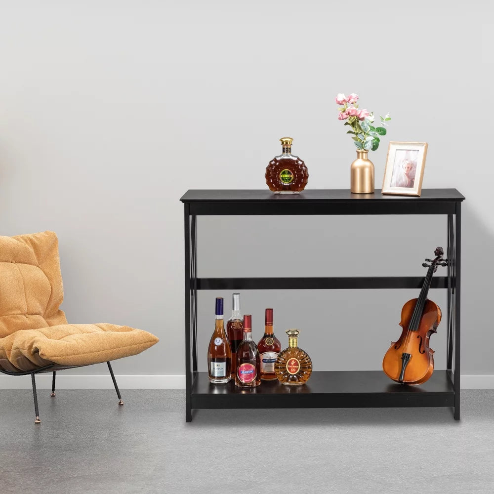 Black 2 Tier Console Table C3821