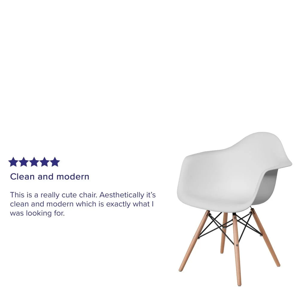 2 Pack Plastic Chair with Wooden Legs White F2234
