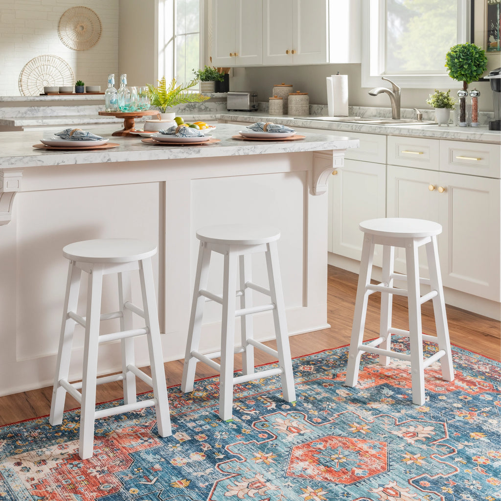 White Backless Counter Height Stool Z2145