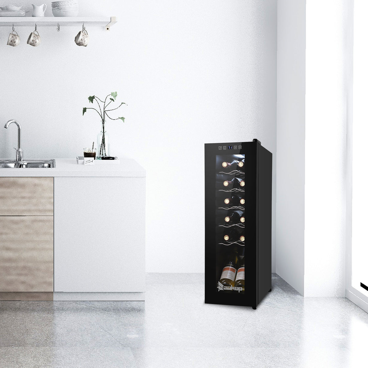 115V 85W 1.2cu.ft/34l Electronic Wine Cabinet with Transparent Glass Door E41342