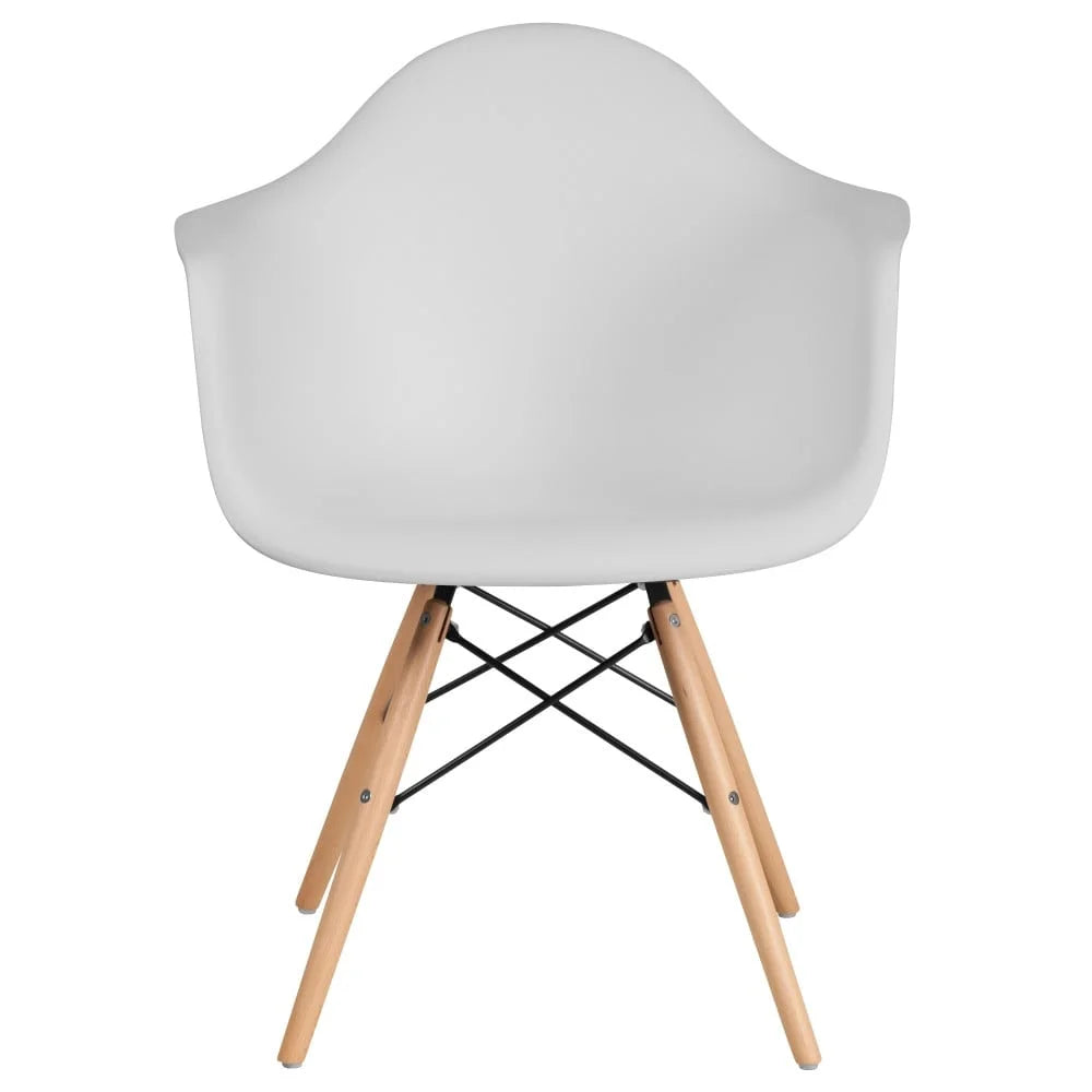 2 Pack Plastic Chair with Wooden Legs White F2234