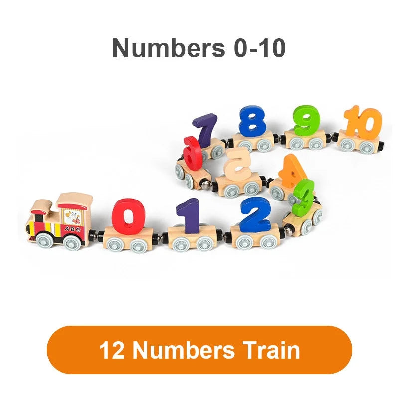 Wooden Magnetic Train Building Blocks Puzzle Toys L30667
