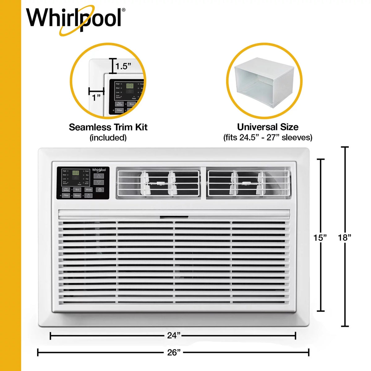 8000 BTU 115-Volt Wall Air Conditioner with Remote, White R36756
