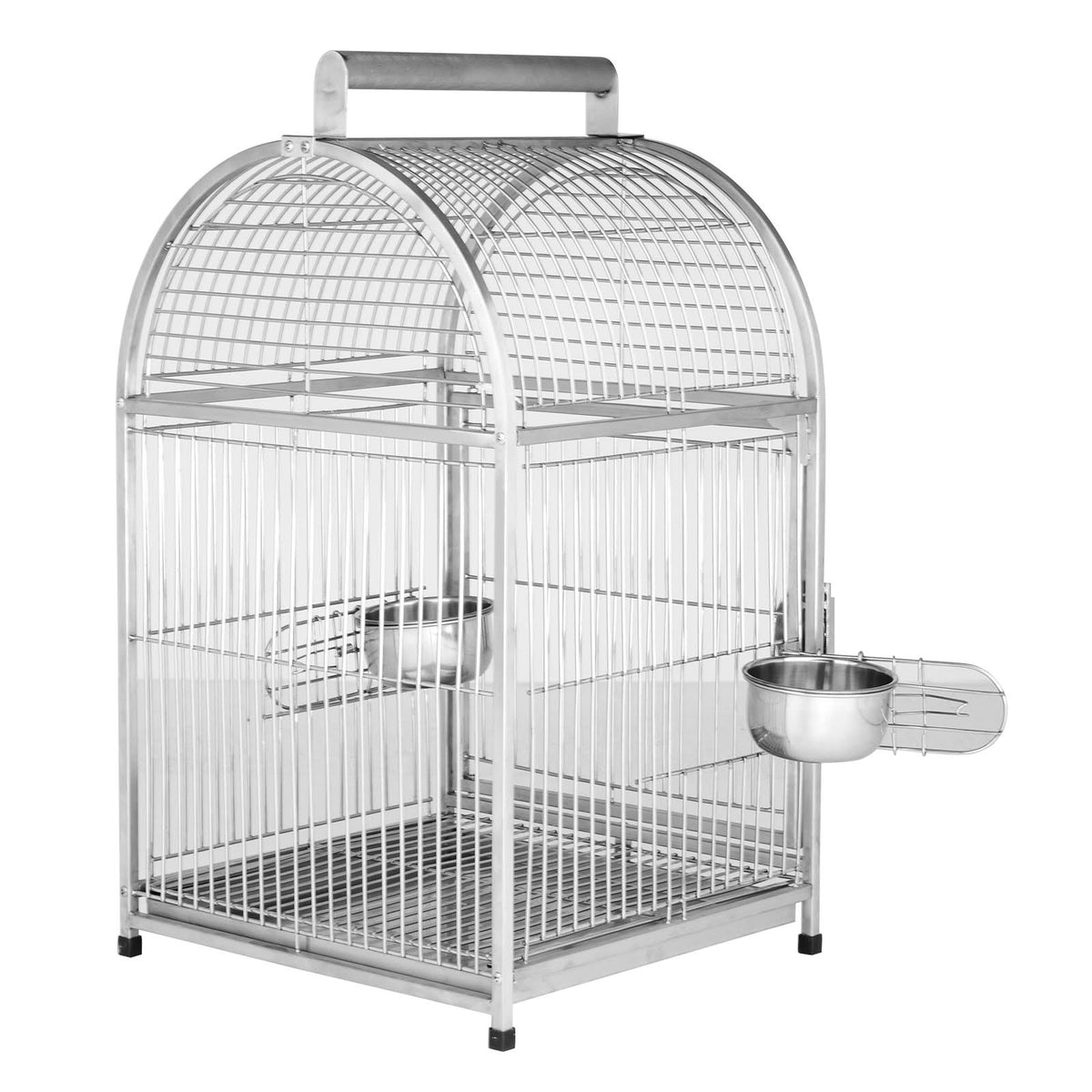 Stainless Steel Parrot Travel Cage Bird Cage Carrier with Handle Perch L528