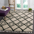 Cream Charcoal 8' x 10' Geometric Shag Area Rug J200609
