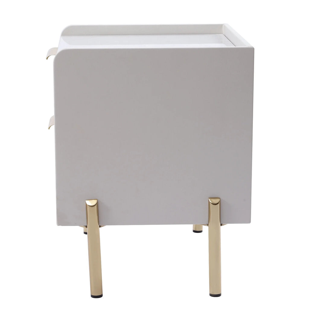 White 2 Drawer Wood End Table K66826