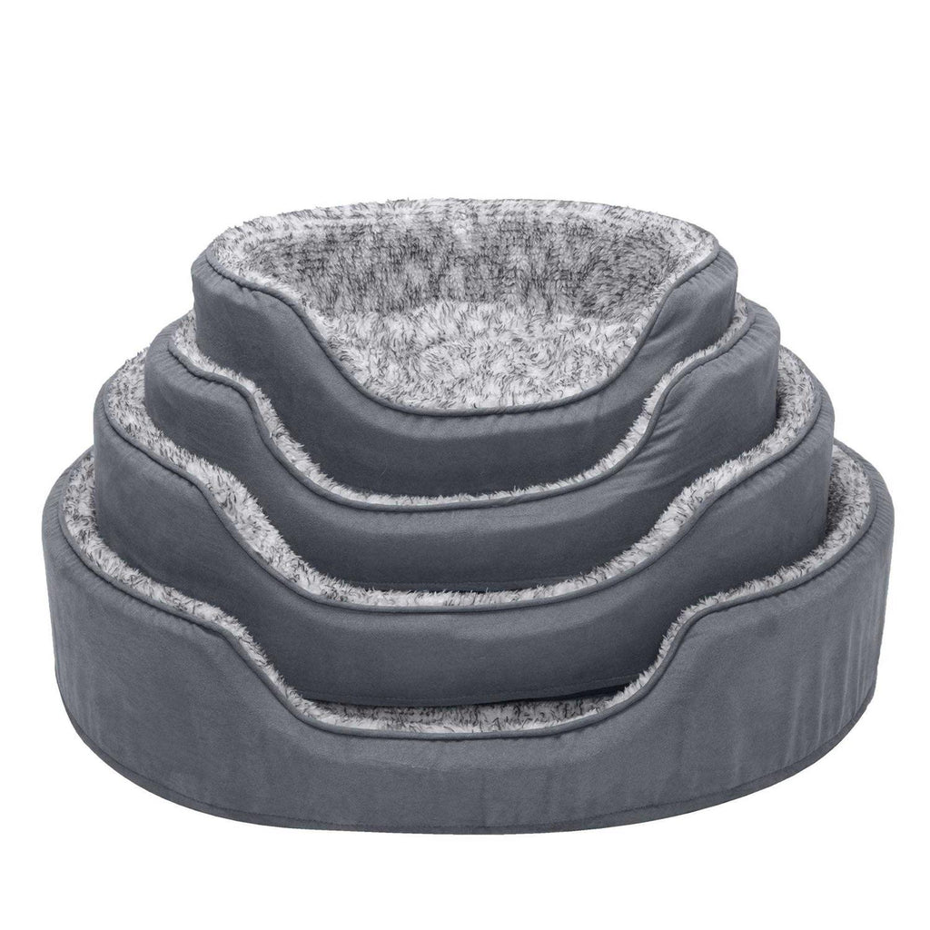 Two-Tone Fur & Suede Oval Dog Bed J260
