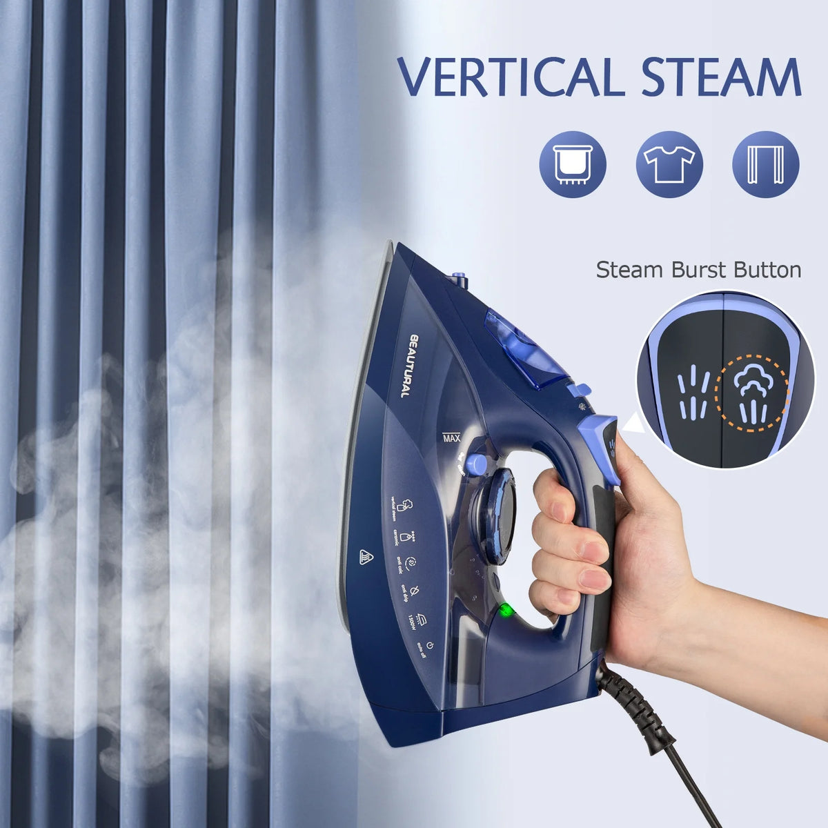 Steam Iron with Thermostat Dial, Self-Cleaning K321