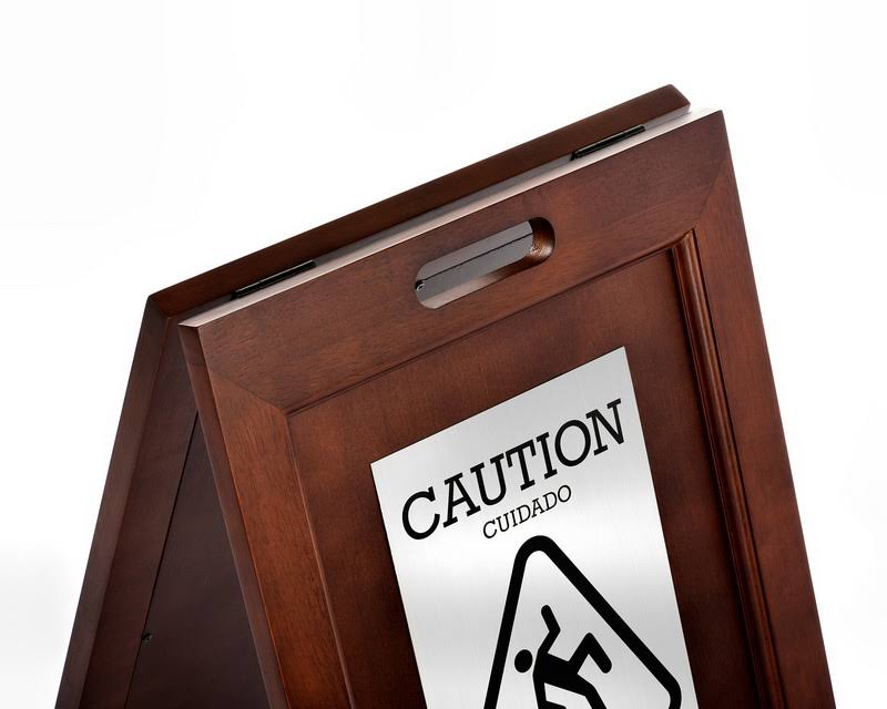 2-Sided Wooden Stainless Steel Wet Floor Sign E752673