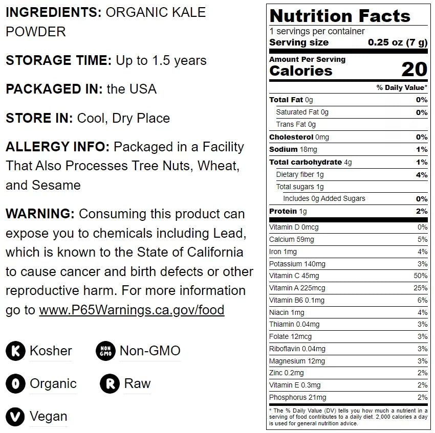 Organic Kale Powder, 14 Pounds L419