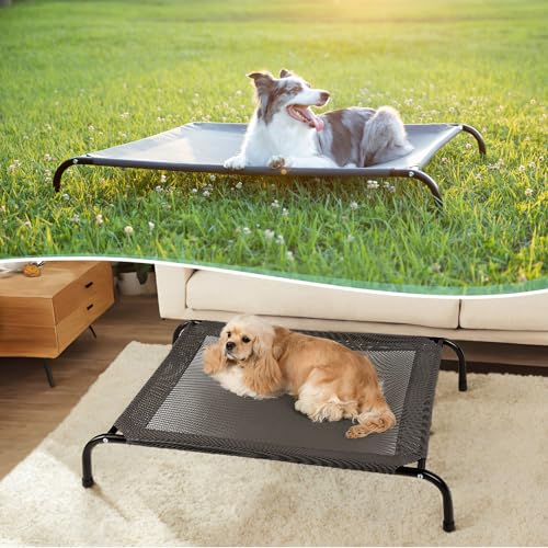 Elevated Dog Bed with Breathable Mesh, 41" L x 32" W x 8" Th, Grey S37952