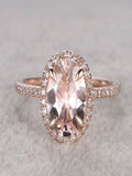 1.25 Carat Peach Pink Morganite and Diamond Engagement Ring in 10k Rose Gold J979