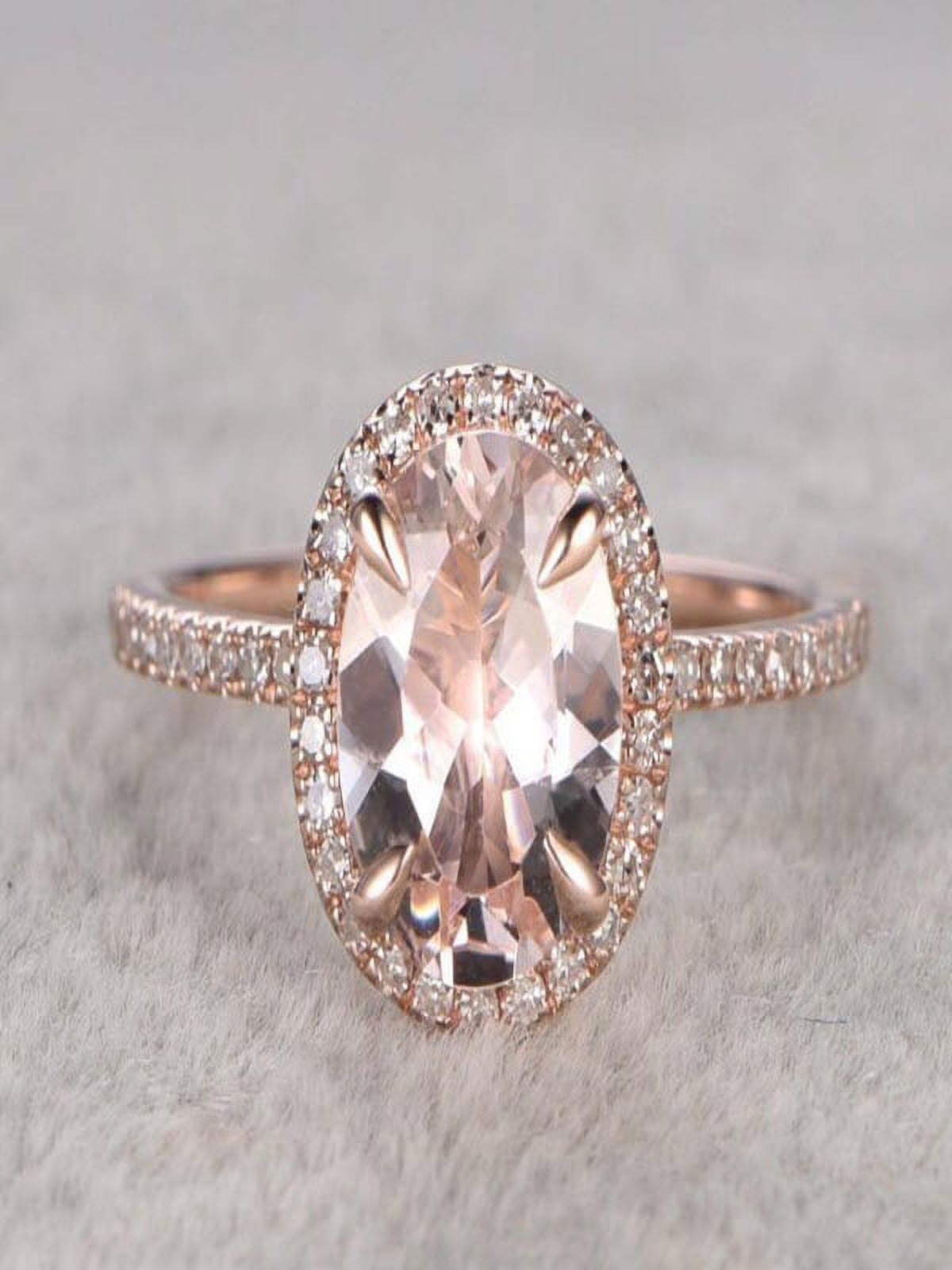 1.25 Carat Peach Pink Morganite and Diamond Engagement Ring in 10k Rose Gold J979