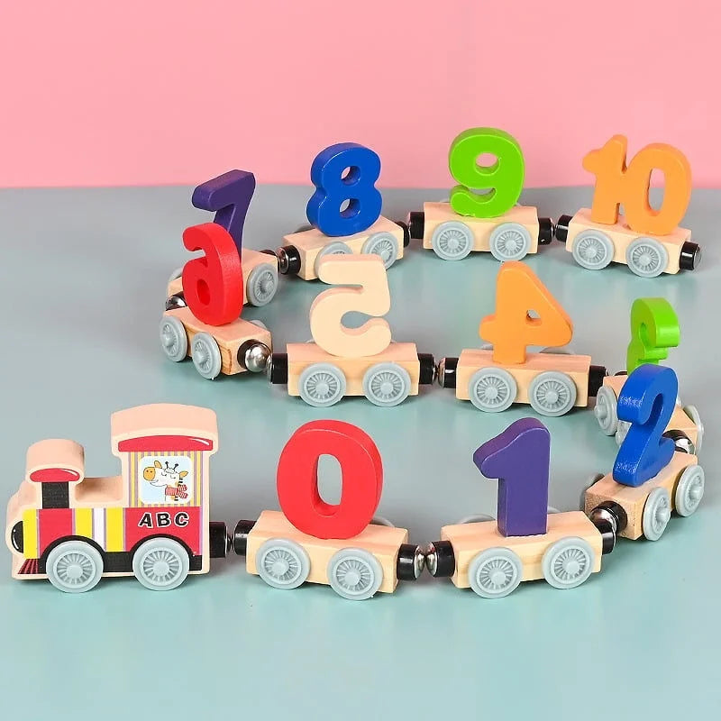 Wooden Magnetic Train Building Blocks Puzzle Toys L30667