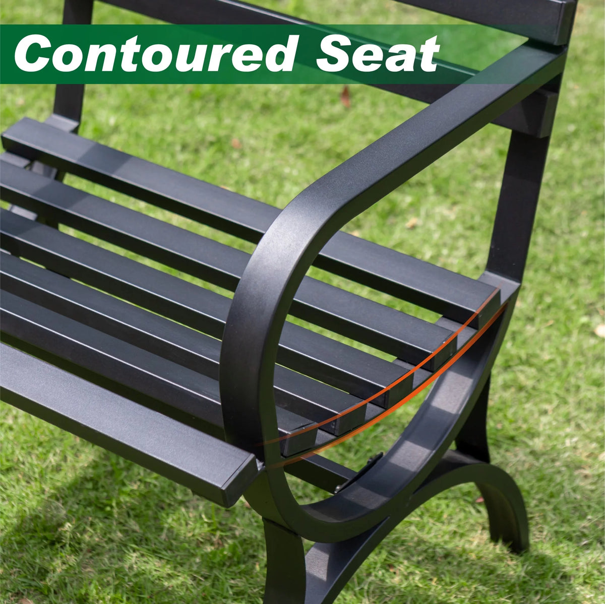 48.8" Metal Outdoor Garden Bench in Black A1568